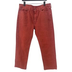 Levis 514 Straight Fit Jeans Mens 38x30 Brick Red Rust Denim Jeans Excellent.